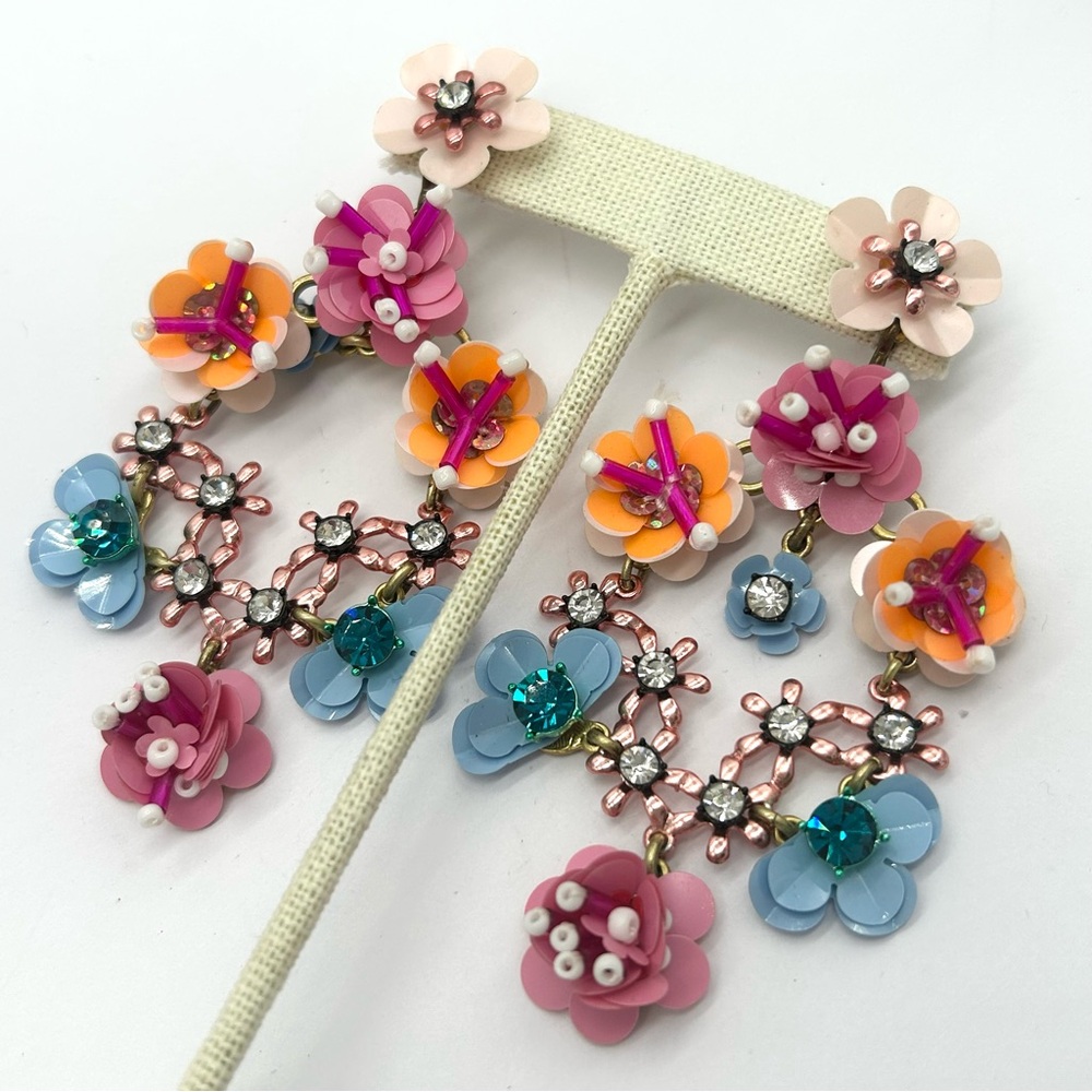 J. Crew Sequin Flower Jeweled Earrings
